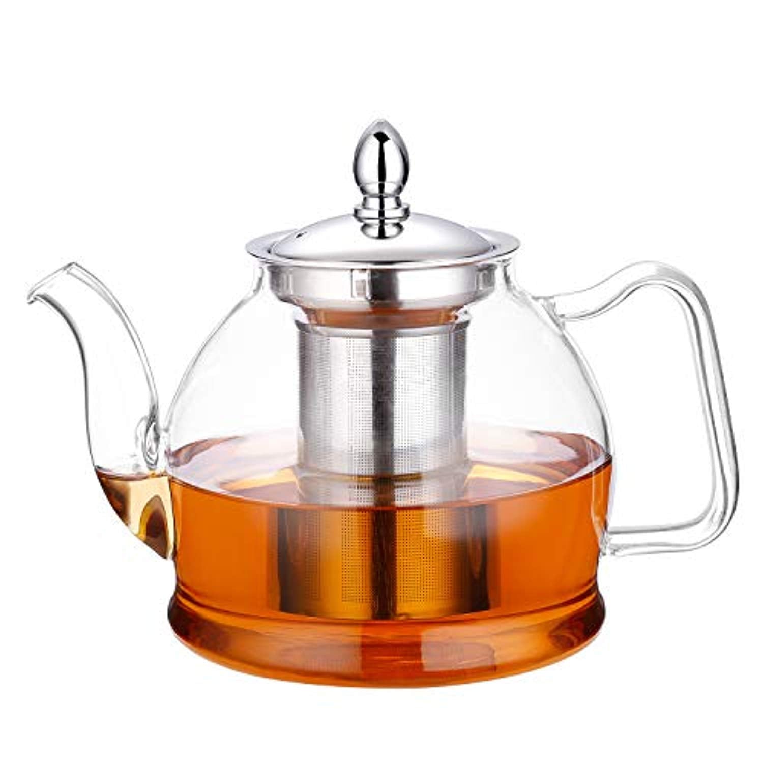 Glass Teapot Stovetop 20 OZ/600ml, Tea pot with Removable 18/8 Stainless  Steel Infuser, Borosilicate Clear Tea Kettle, Teapot Blooming and Loose  Leaf Tea Maker Tea Brewer for Camping, Travel