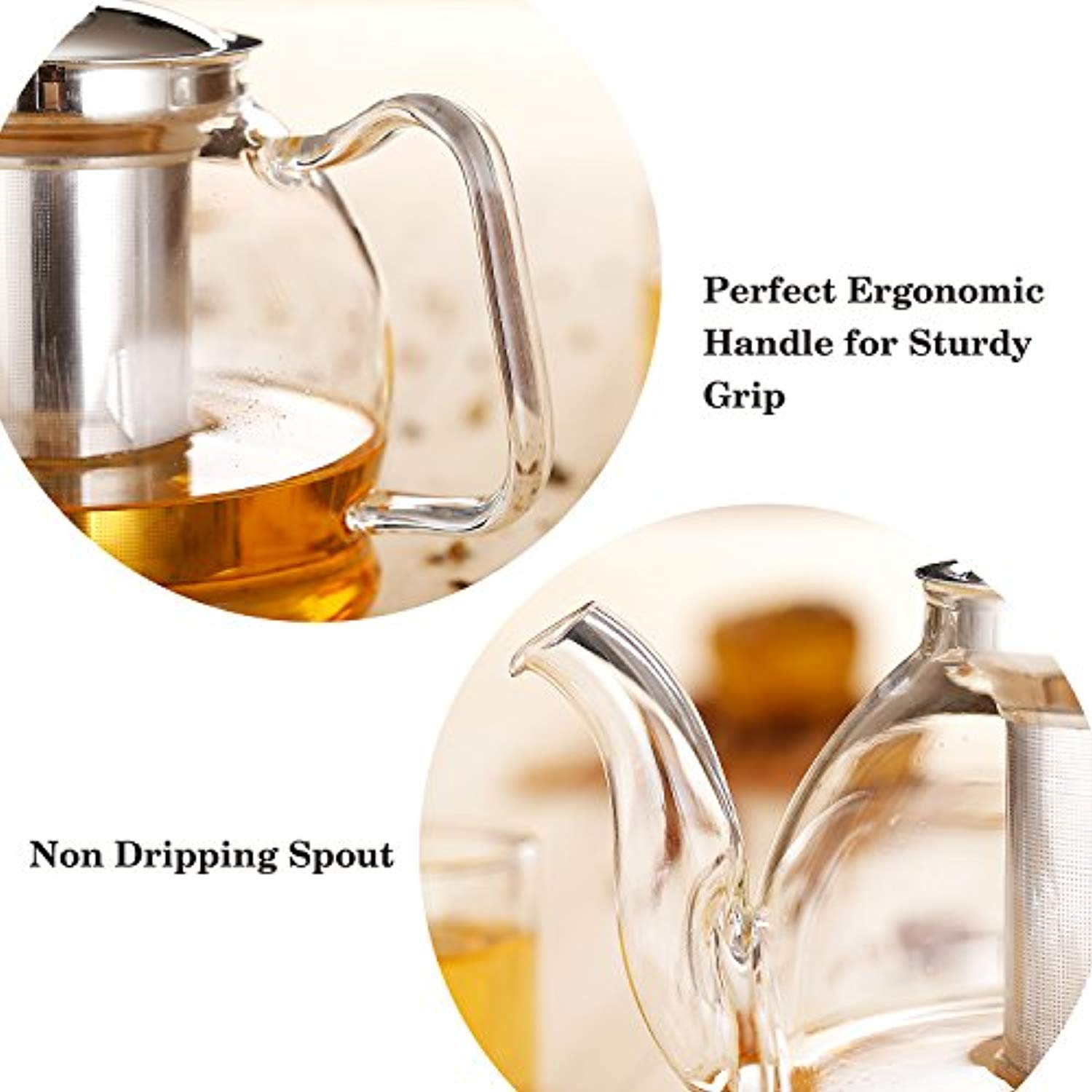 Hiware 1000ml Glass Teapot with Removable Infuser, Stovetop Safe Tea  Kettle, Blooming and Loose Leaf Tea Maker Set