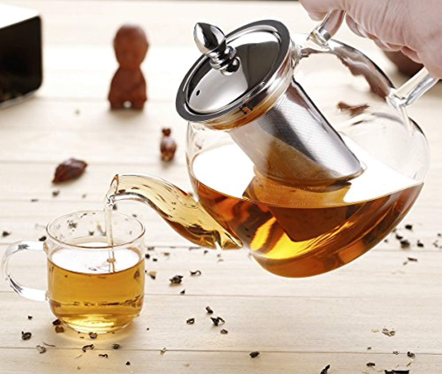 Hiware 1000ml Glass Teapot with Removable Infuser, Stovetop Safe