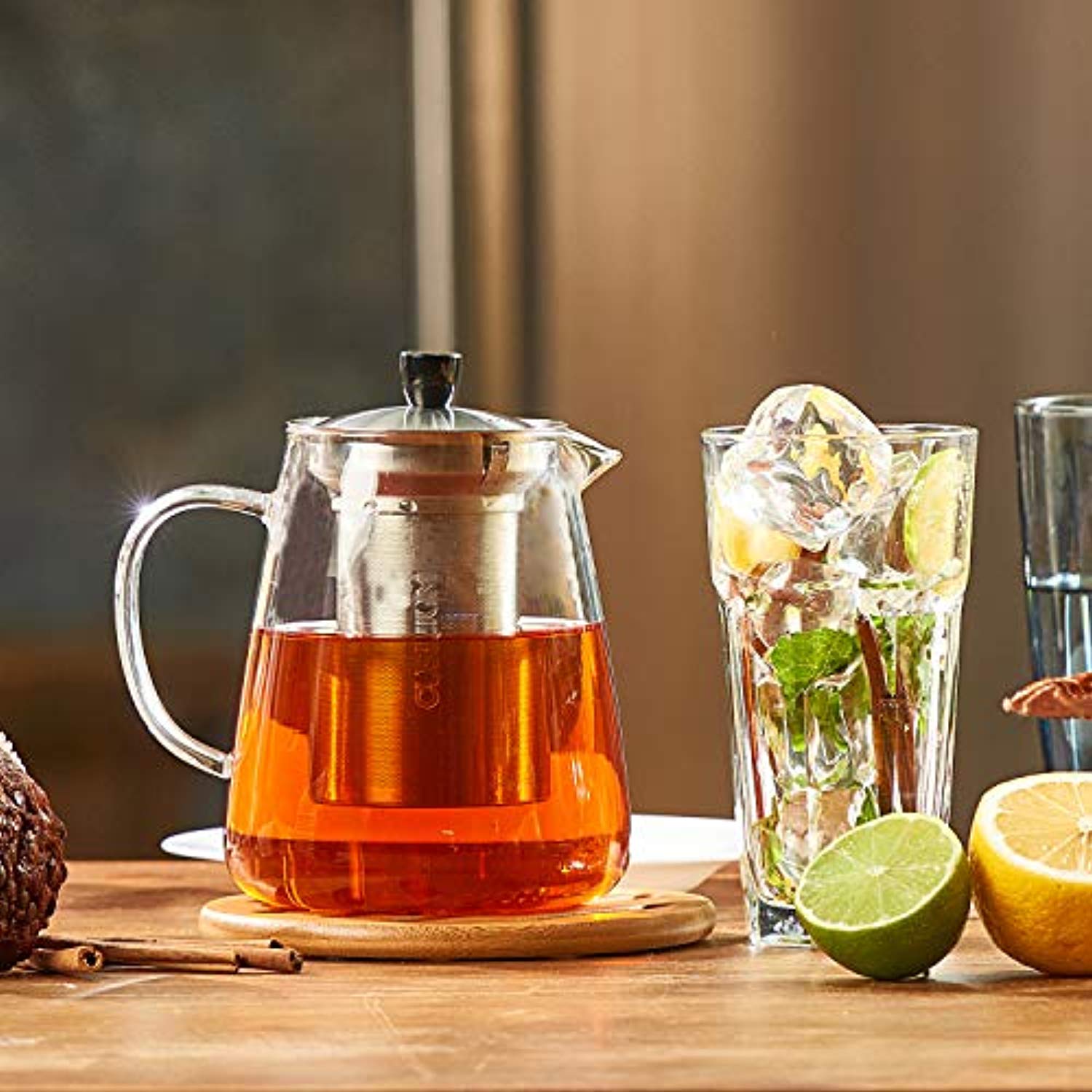 Glass Teapot With Infuser Tea Kettle Floral Tea Pot Daisies Teapot